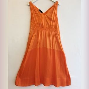 Piazza Sempione Orange Silk Dress with Belt Wrap